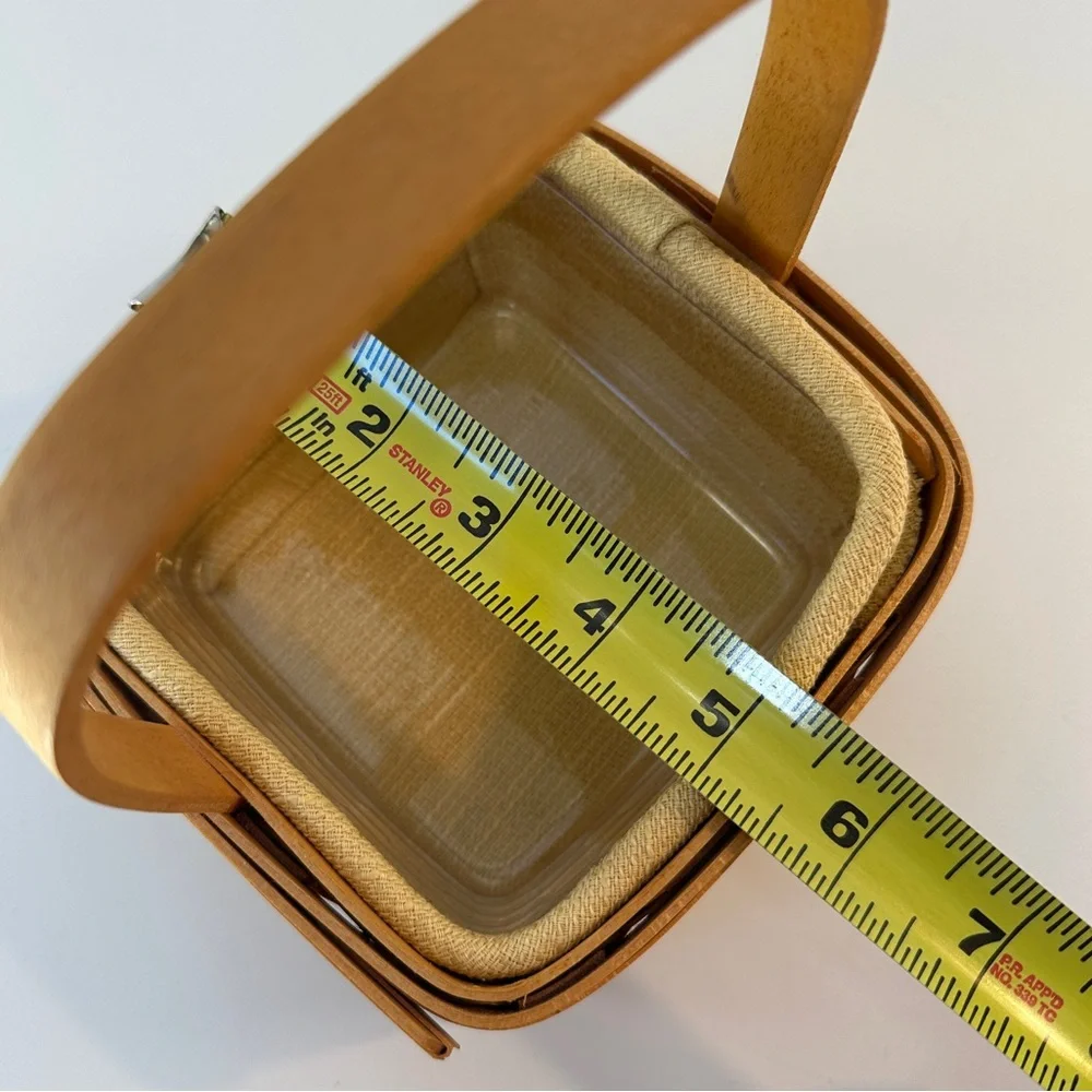 VTG Longaberger 2002 Tarragon Lined Small Square 5” Berry Basket Light Yellow‎